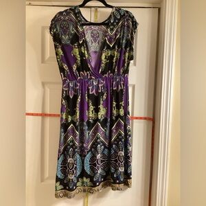 Elegant Purple and Black Women's Dress
